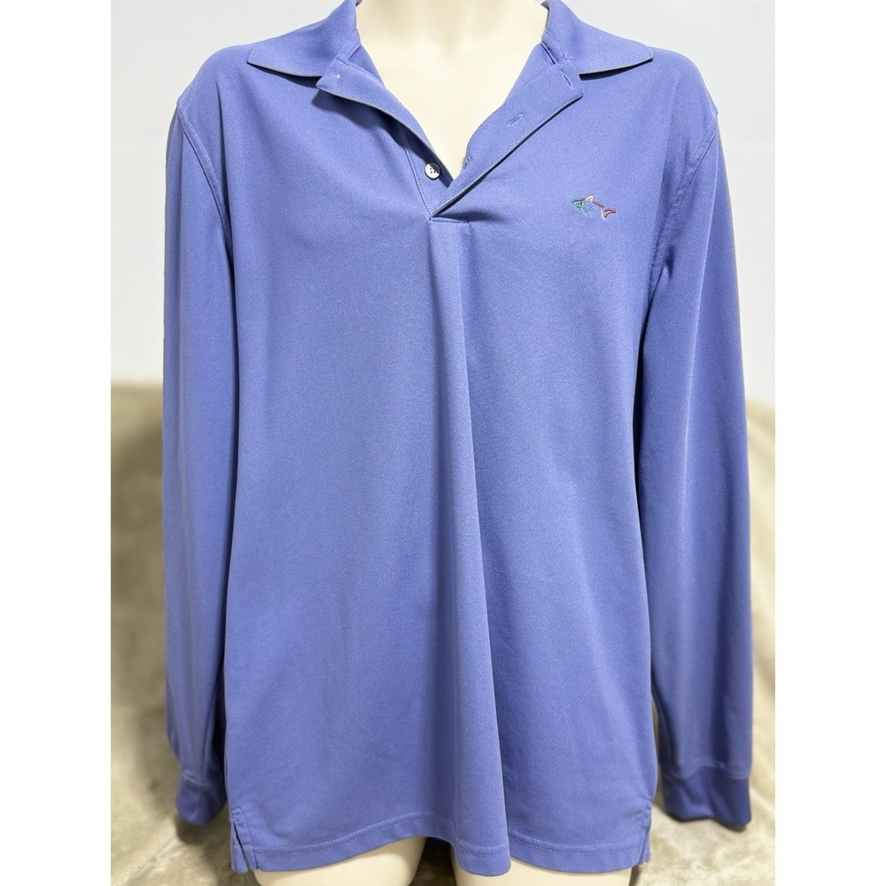 Greg Norman Play Dry Men's‎ Polo Golf Shirt Short Sleeve Blue Size Large